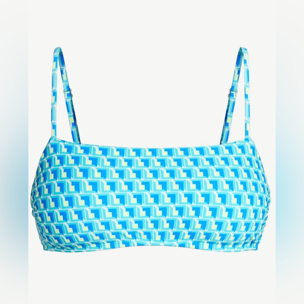 NWT Time and Tru Geo Print Swim Bralette Top Teal Moon Size Small 4-6